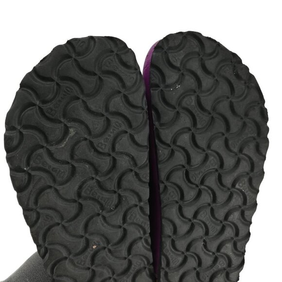 Betula Birkenstock Purple Slip On Leather Clogs Size 38 US 7 Flower Perforated - Picture 12 of 13
